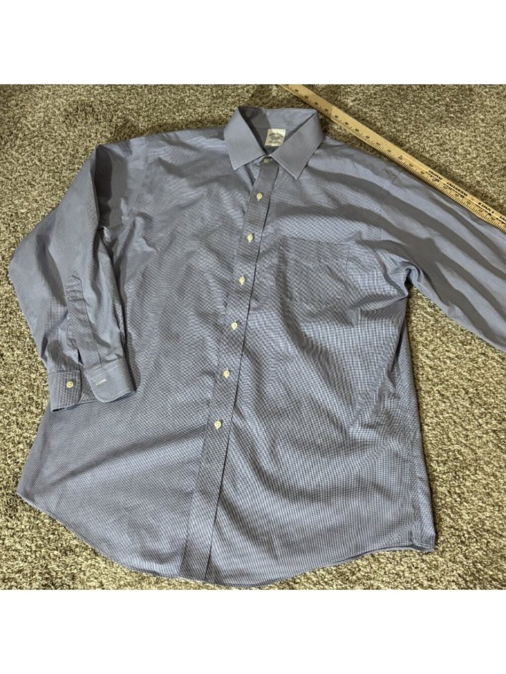 Brooks Brothers Regent Dress Shirt Mens 16.5 34/35 Blue Check Non Iron Cotton